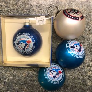 Lot of Toronto Blue Jays Glass Ornaments - World Series